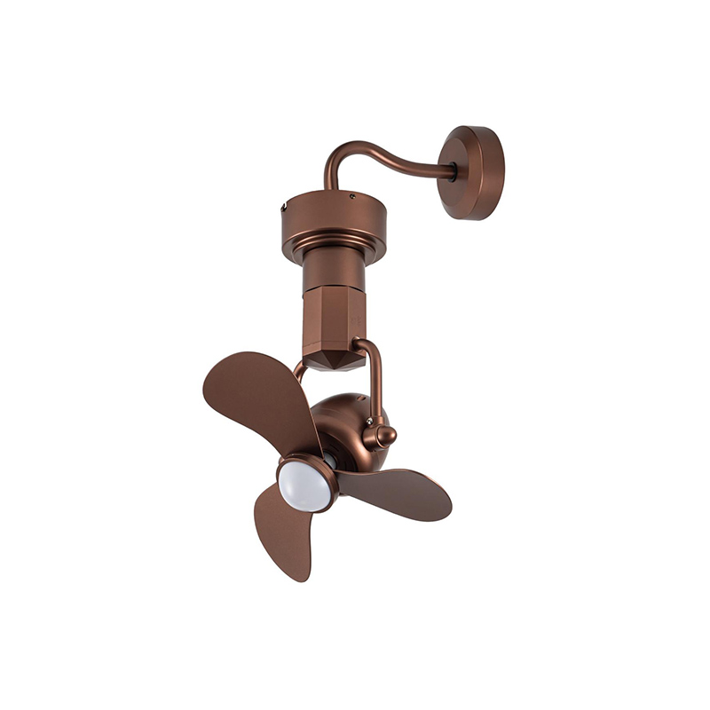 FANCO ZENO COPPER CORNER FAN WITH LIGHT WALL MOUNT